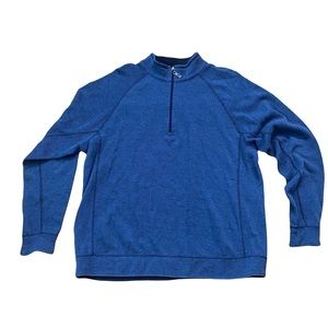 Tommy Bahama reversible half zip quarter zip sweater shirt blue L large